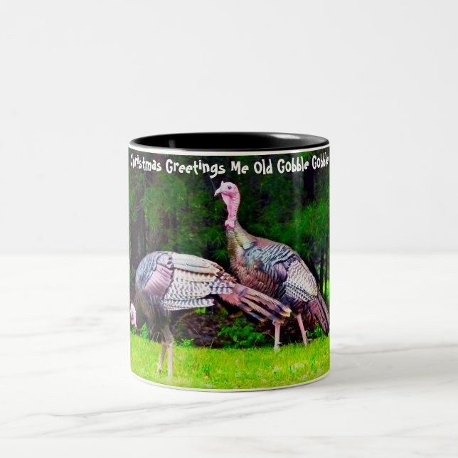 Weihnachts Grüße Ich Alte Gobble Gobble Zweifarbige Tasse (Mittel)