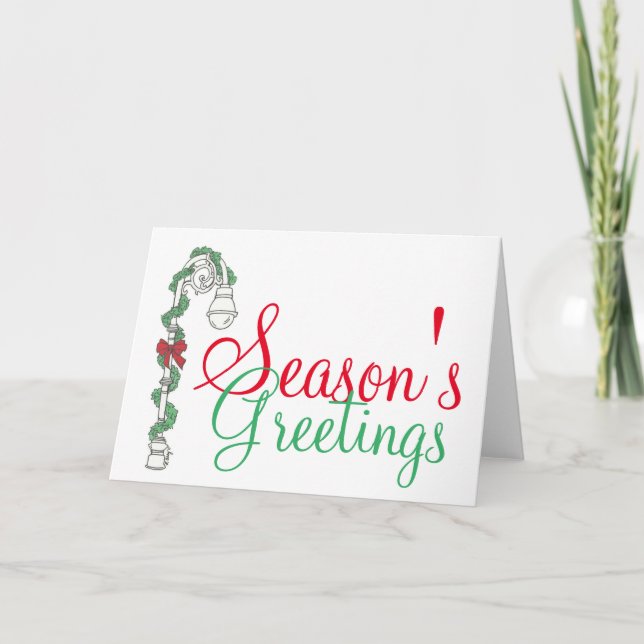 Weihnachts-Grüße NYC Lamppost Weihnachtsfeiertag Feiertagskarte (Vorderseite)