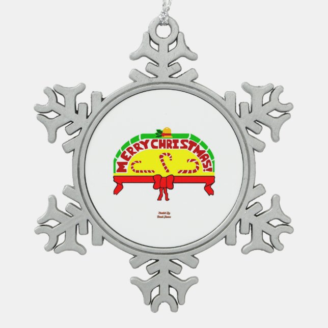 Weihnachts-Grüße Pewter Snowflake Ornament (Vorderseite)
