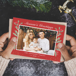 Weihnachts-Grüße Red Berries Weihnachtsfest Foto Feiertagskarte