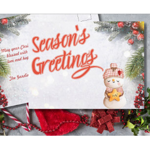 Weihnachts-Grüße Snowman Weihnachtspostkarte Feiertagspostkarte