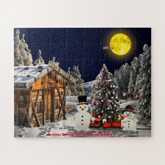 Weihnachts-Grüße von Opa und Oma Puzzle (Horizontal)