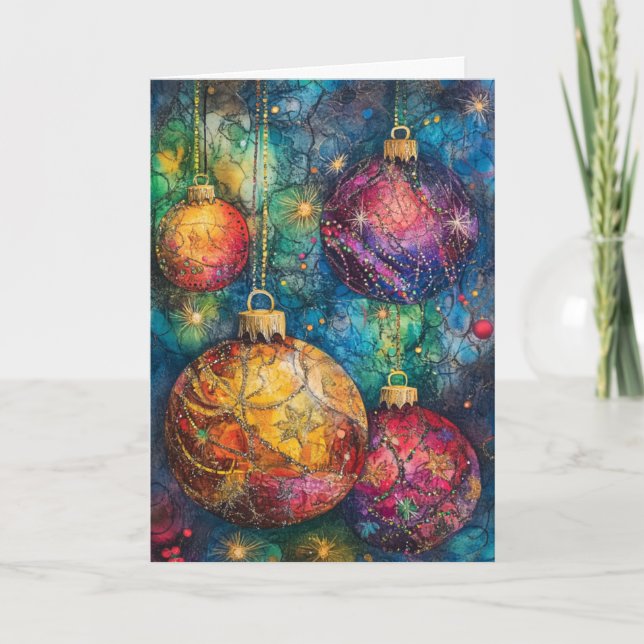 Weihnachts-Grußkarte Baubles Dankeskarte (Vorderseite)