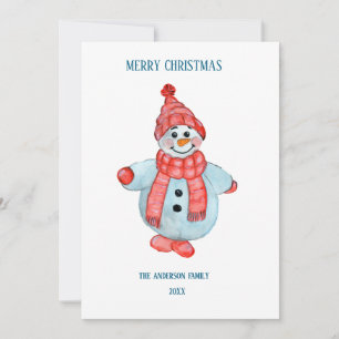 Weihnachts-Grußkarte eines Schneemanns Einladung