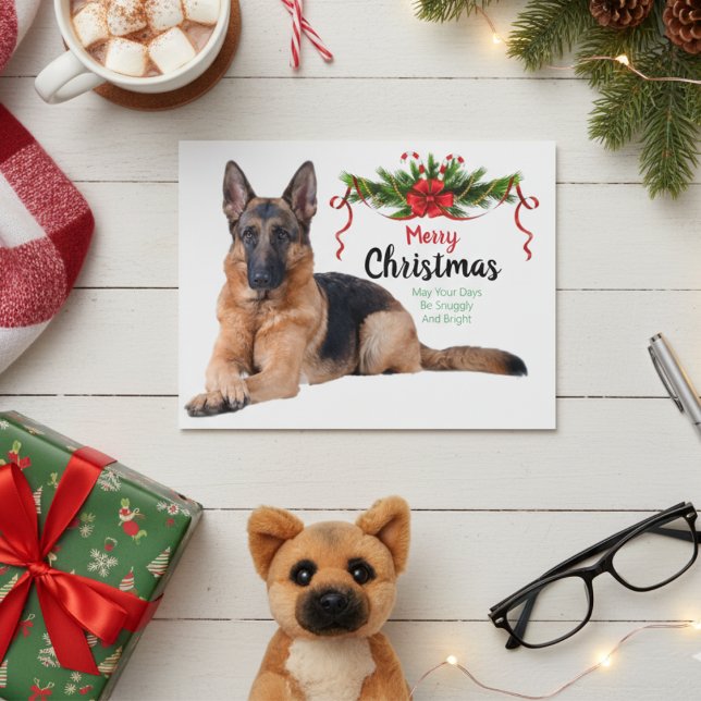 Weihnachts-Grußkarte Feiertagspostkarte (Christmas German Shepherd Greeting Card)