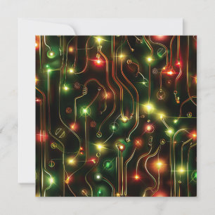 Weihnachts-Grußkarte mit Cyber-Schaltkreis Feiertagskarte