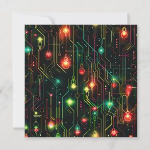 Weihnachts-Grußkarte mit Cyber-Schaltkreis Feiertagskarte