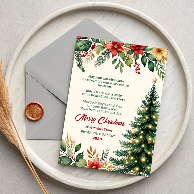 Weihnachts-Grußkarte mit floralem Aquarell-Motiv Einladung (Von Creator hochgeladen)