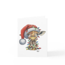 Weihnachts-Grußkarte mit Giraffe