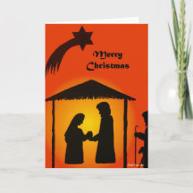 Weihnachts-Grußkarte mit Krippe-Silhouette