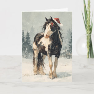 Weihnachts-Grußkarte mit Pferd  Feiertagskarte