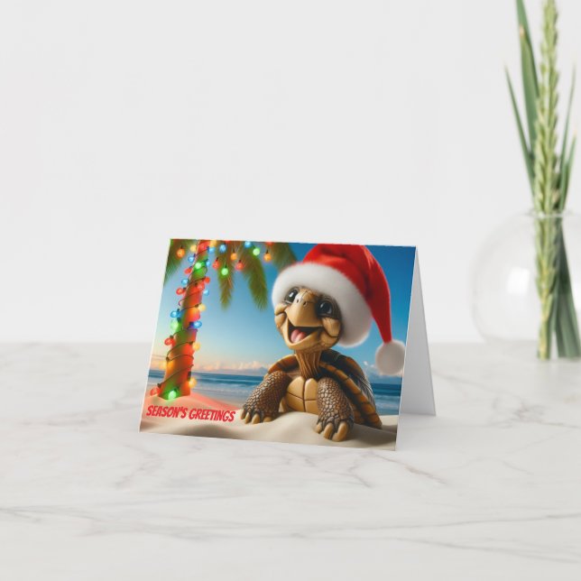 Weihnachts-Grüßkarte mit Schildkröte Dankeskarte (Vorderseite)