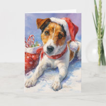 Weihnachts-Grußkarte mit süßem Jack Russell