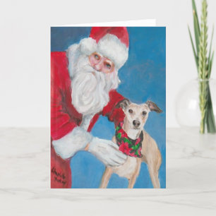 Weihnachts-Grußkarte Whippet and Santa Dog Art Dankeskarte