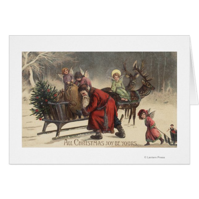 Weihnachts-GrußSanta und Sleigh (Vorderseite (Horizontal))