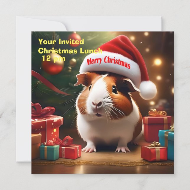 Weihnachts-Guinea Pig Greeting Einladung (Vorderseite)