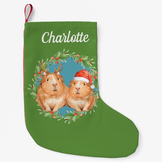 Weihnachts-Guinea Schweine Personalisierter Weihna Kleiner Weihnachtsstrumpf (Vorderseite)