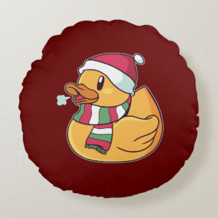 Weihnachts-Gummiente Rundes Kissen