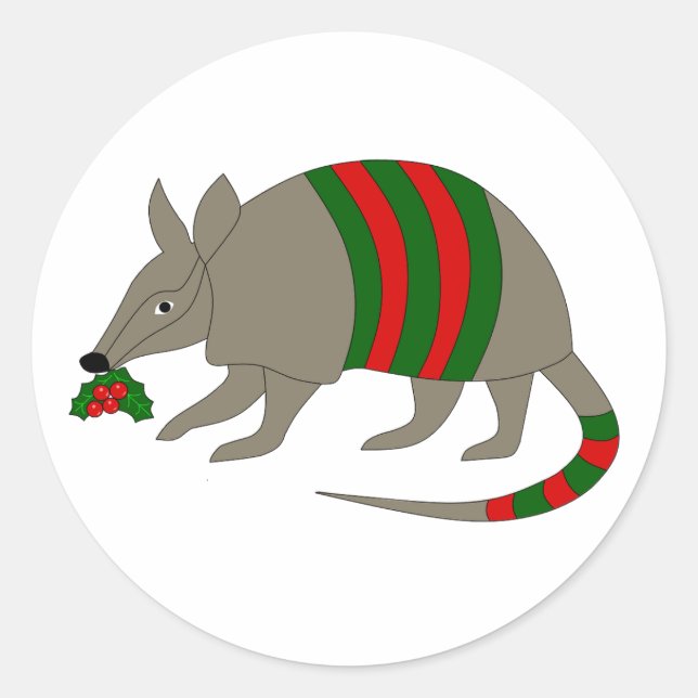 Weihnachts-Gürteltiere-Aufkleber Runder Aufkleber (Vorderseite)