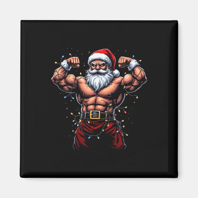 Weihnachts-Gym-Workout Muskulärer Weihnachtsmann Magnet (Vorne)