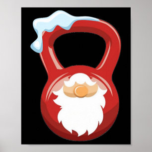 Weihnachts-Gymnastik-Workout Gnome Kettlebell-Weih Poster