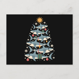 Weihnachts Hai Baum Schneeflocken Xmas Ferien Feiertagspostkarte