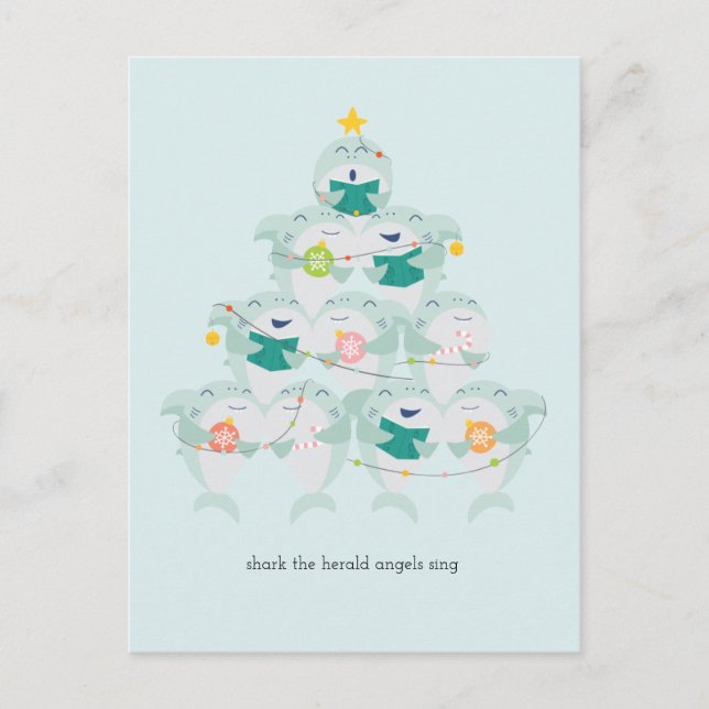 Weihnachts-Hai-Chor Feiertag Postkarte (Vorderseite)