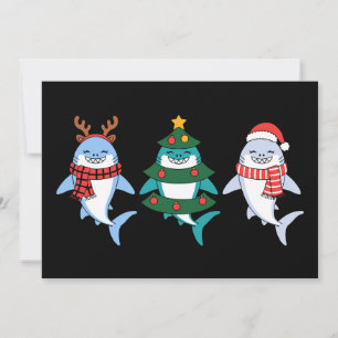 Weihnachts-Hai-Santa-Rentier-Baum-Xmas-Urlaub Einladung