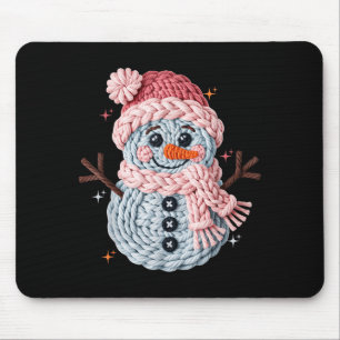 Weihnachts-Häkelfaux-Garn gehäkelt Schneemann Lust Mousepad