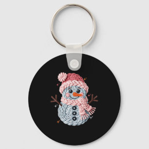 Weihnachts-Häkeln Falschgarn gehäkelt Schneemann L Schlüsselanhänger