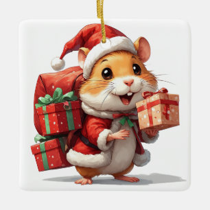 Weihnachts-Hamster-Geschenke Keramikornament