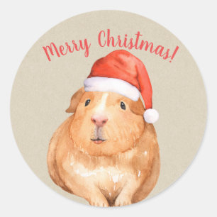 Weihnachts Hamster Meerschweinchen Land Feiertag Runder Aufkleber