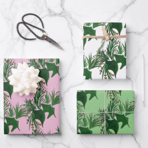 Weihnachts Hand Wasserfarben Bäume Frische Berries Geschenkpapier Set