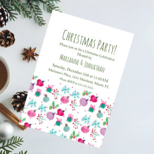 Weihnachts-Hand-Wasserfarben-Feiertags-Ornamente Einladung