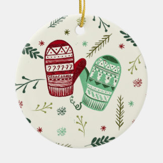 Weihnachts-Handschuh-Christbaumschmuck Keramik Ornament