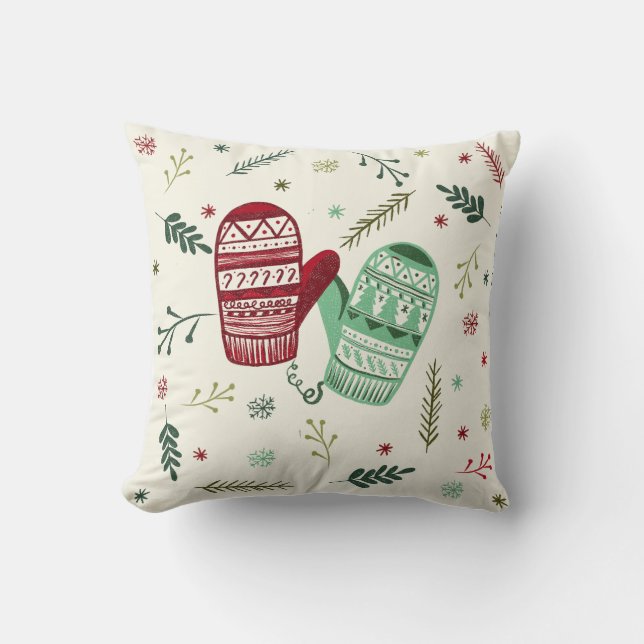Weihnachts-Handschuh-Ornament Kissen (Vorderseite)