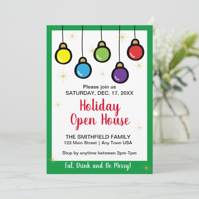 Weihnachts-Hangschmuck Open House Einladung (Stehend Vorderseite)