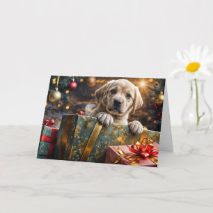 Weihnachts-Happy Holidays Niedlicher Gelbe Labrado Karte