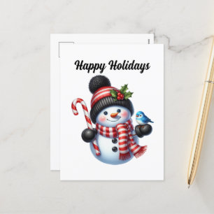 Weihnachts-Happy Holidays Pfefferminzschneemann Feiertagspostkarte
