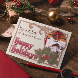 Weihnachts-Happy Holidays Vintages Foto Feiertagskarte