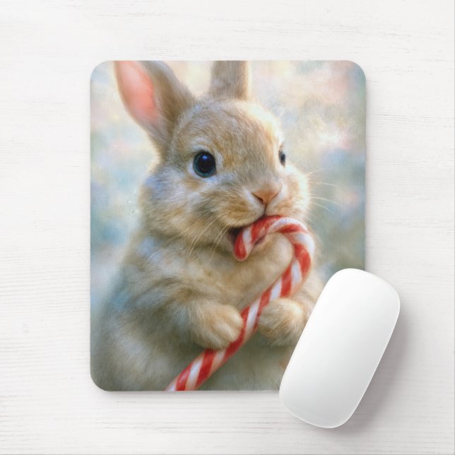 Weihnachts-Hase mit Zuckerrohr Mousepad (Mit Mouse)