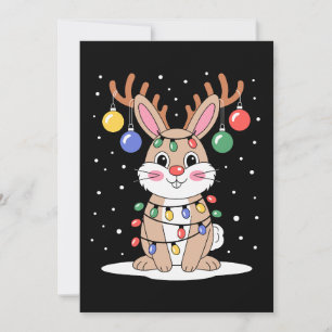 Weihnachts-Hase-Rentier-Geweih-Lichter Xmas Schnee Einladung