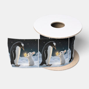 Weihnachts-Hase und Pinguin mit Stern Satinband