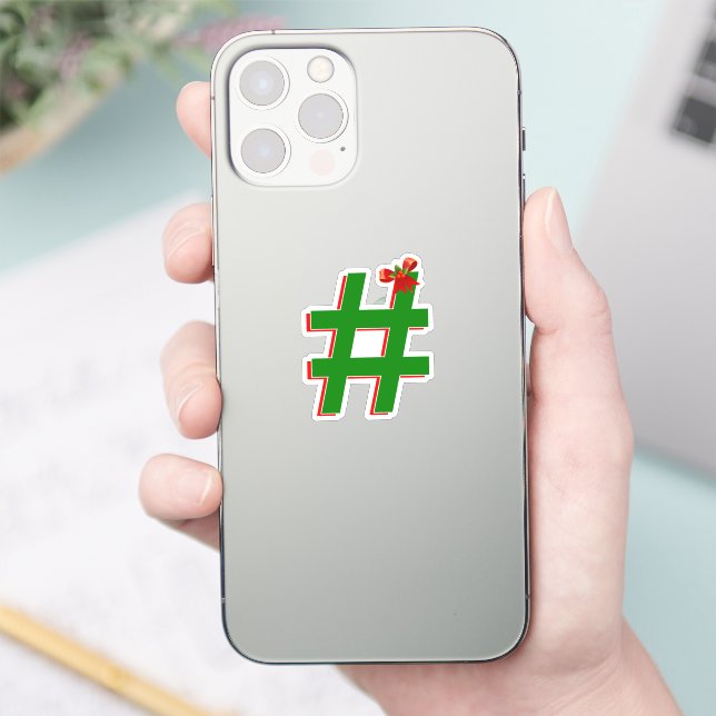Weihnachts-Hashtag-Symbol Aufkleber (Telefon)