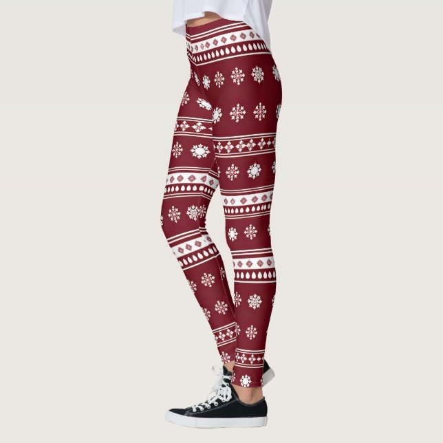 Weihnachts hässlich Pullover gekachelt Muster Leggings (Links)