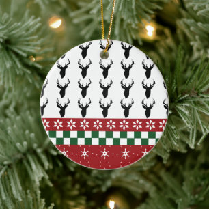 Weihnachts-Hässlich-Pullover-Muster Schneeflocke H Keramik Ornament