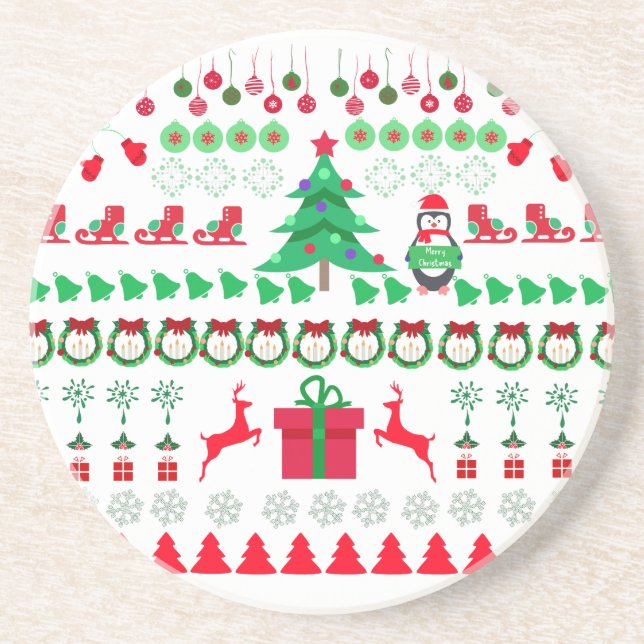 Weihnachts-Hässlich-Pullover-Strickmuster Getränkeuntersetzer (Vorne)