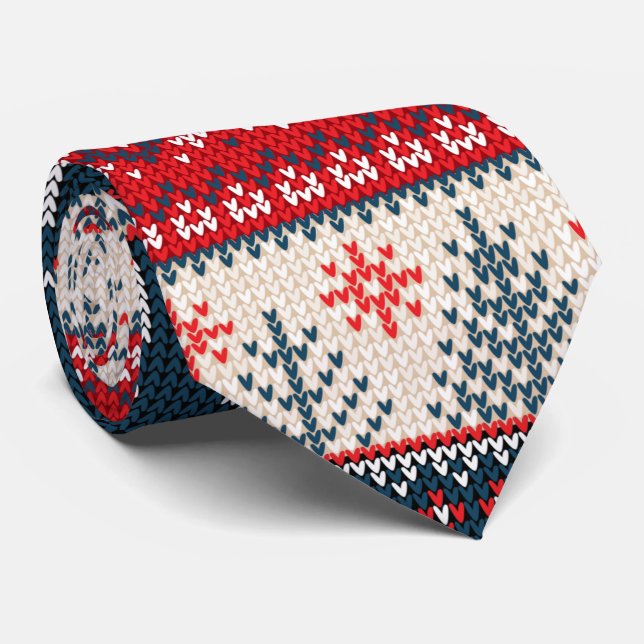 Weihnachts-Hässlich-Pullover-Strickmuster Rentier Krawatte (Gerollt)