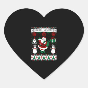 Weihnachts-Hässlicher-Pullover Kenosha Wisconsin Herz-Aufkleber