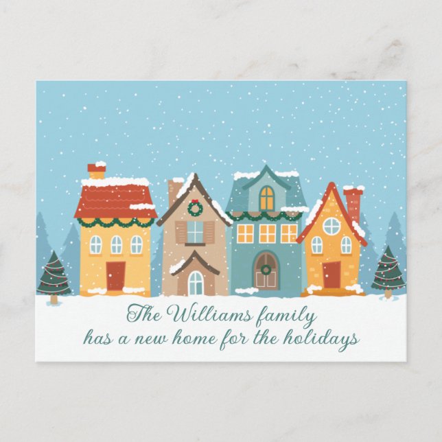 Weihnachts-Haus feierlich neue Zuhause-Adresse bew Postkarte (Vorderseite)
